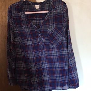 Navy/Red Plaid Blouse